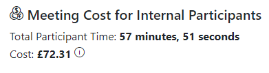 Meeting Cost for Internal Participants